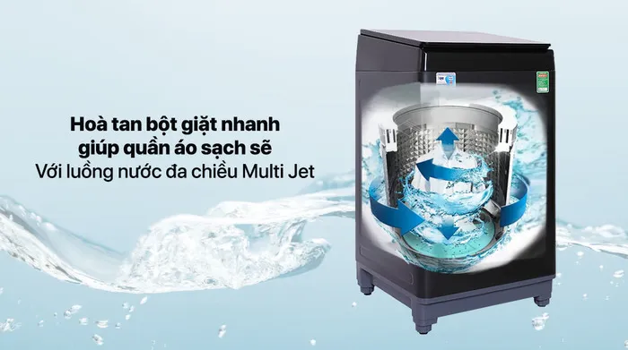 Luồng nước đa chiều Multi Jet - Hòa tan bột giặt nhanh chóng